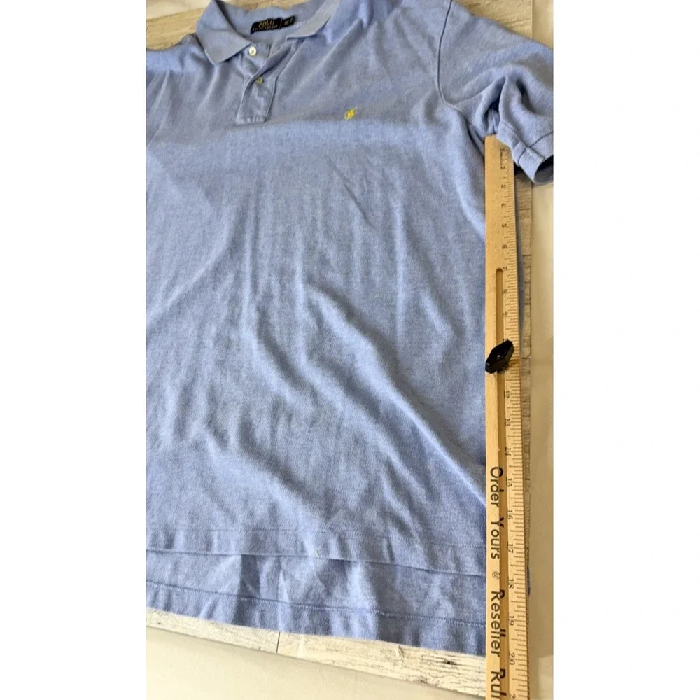 Polo Ralph Lauren Polo Shirt Mens 2XLT Tall‎ Blue Short Sleeve Rugby Yellow Pony